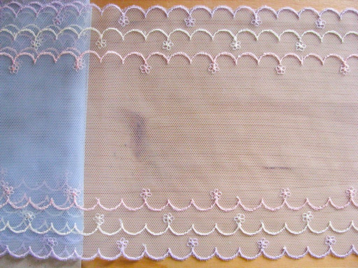 1m Dessous-Spitze "Pastel Blue" bestickt - 15,5cm