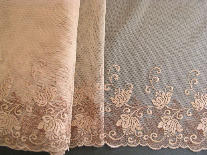 1m bestickte Dessous-Spitze "Nugat-Cream"- 25cm / Stickbreite 11cm