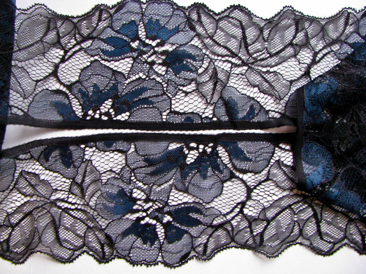 1m zarte Dessous-Spitze "Blue-Flowers" - 9cm