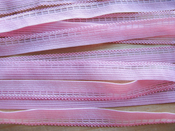 6m Wäschegummi in baby-rosa Fb1056 - 10mm inkl. Schmuckkante