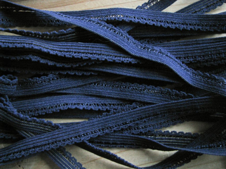 6m Schmuck-Wäschegummi in marine-blau Fb1305 - 9mm inkl. Schmuckkante