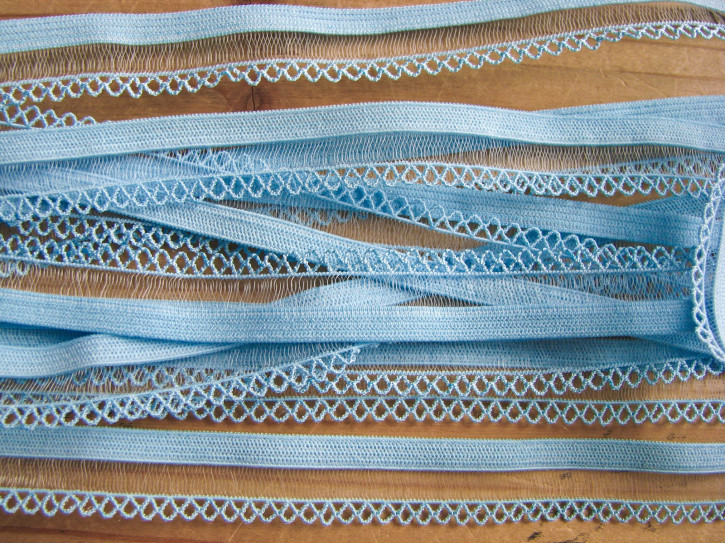 6m Spitzen-Wäschegummi in brilliant-blau Fb0272- 14mm inkl. Spitzenkante