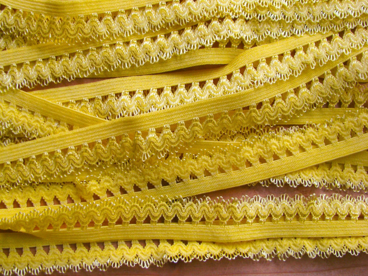 5m Schmuck-Wäschegummi in sonnen-gelb Fb0607 - 25mm inkl. Schmuckkante