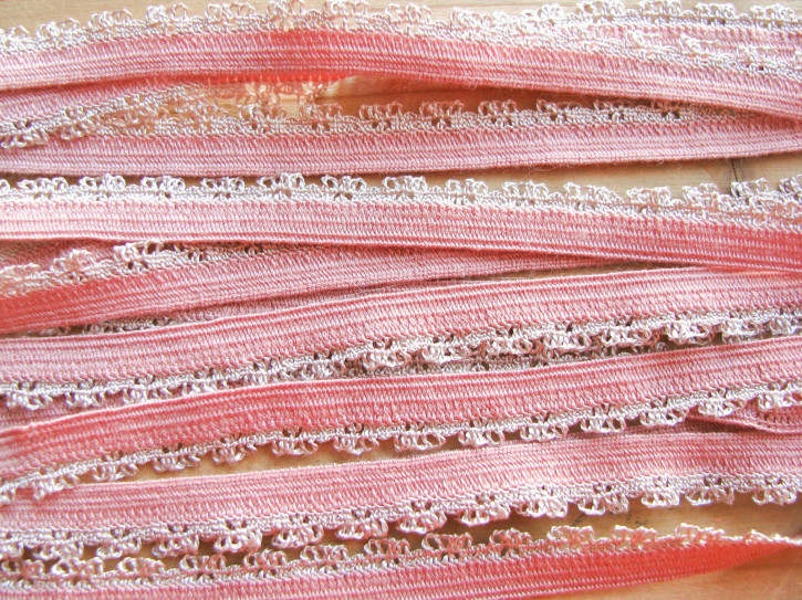 6m Schmuck-Wäschegummi in alt-rosa Fb0638 - 10mm inkl. Schmuckkante