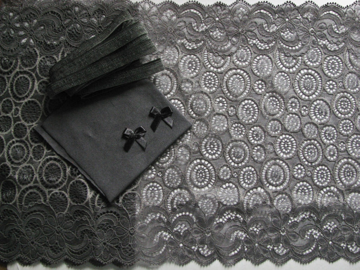 1 Pkt. Materialpaket "Silver-Gray" Spitzenslip