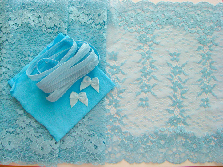 1 Pkt. Materialpaket "Spring Blue" Spitzenslip