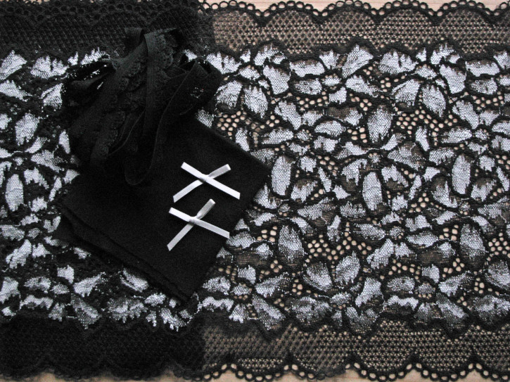 1 Pkt. Materialpaket "Silver-Flowers" Spitzenslip