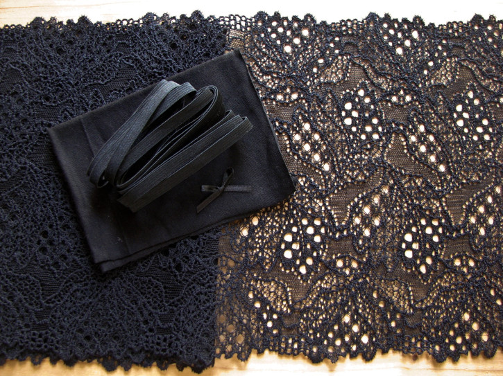 1 Pkt. Materialpaket "Black Wonder" Spitzenslip