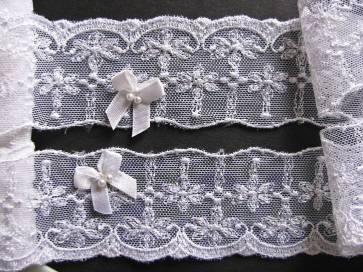 1m bestickte Tüll-Spitze in rein-weiß Fb2000 -4,3cm