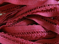 6m Spitzen-Wäschegummi in vino-rot Fb0105 -  13mm inkl Zierkante