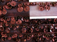 1m Oranzaband bestickt Pailletten und Perlen in braun - 2.5cm