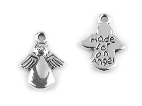 2 Stk. Charmes - "Made for an Angel" - Engel in silber/Metall