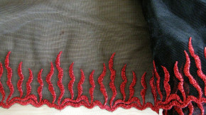 1m Edel-Spitze "Hot-Fire" bestickt in rot/schwarz Fb4000…